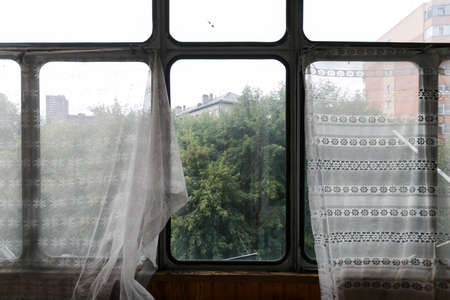 view from the balcony of the apartment buildingの写真素材