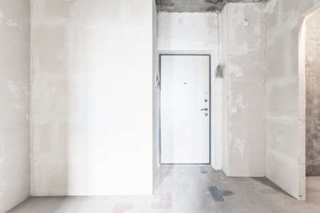 interior of the apartment without decoration in gray colorsの写真素材