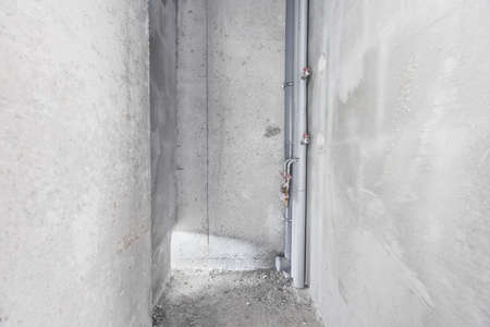 interior of the apartment without decoration in gray colorsの写真素材