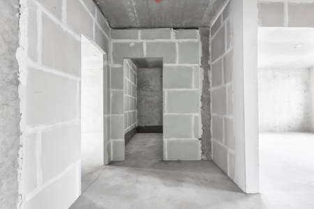 interior of the apartment without decoration in gray colorsの写真素材