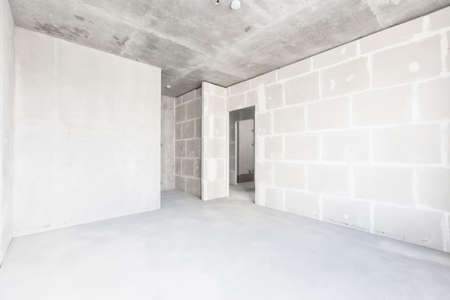 interior of the apartment without decoration in gray colorsの写真素材