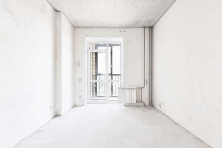 interior of the apartment without decoration in gray colorsの写真素材