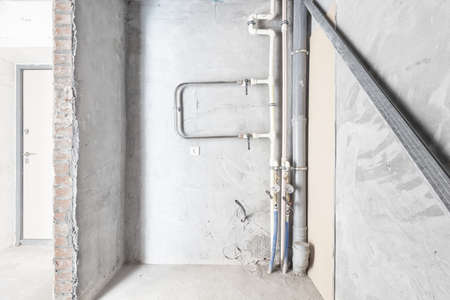 interior of the apartment without decoration in gray colors