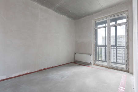 interior of the apartment without decoration in gray colorsの写真素材