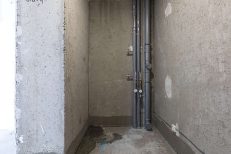 interior of the apartment without decoration in gray colorsの写真素材