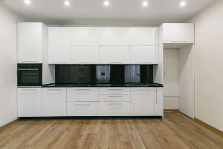 kitchen set in the interior of the apartmentの写真素材