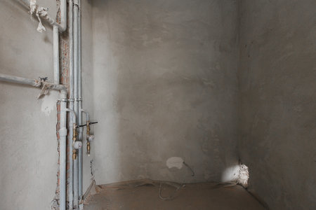 interior of the apartment without decoration in gray colorsの写真素材