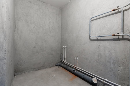 interior of the apartment without decoration in gray colorsの写真素材