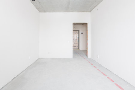 interior of the apartment without decoration in gray colorsの写真素材