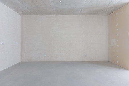 interior of the apartment without decoration in gray colorsの写真素材