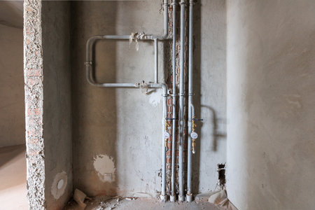 interior of the apartment without decoration in gray colorsの写真素材