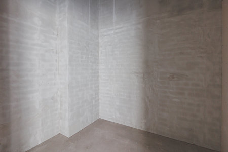 interior of the apartment without decoration in gray colorsの写真素材
