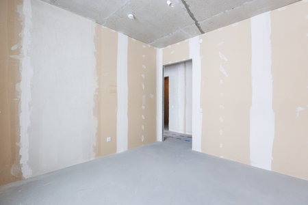 interior of the apartment without decoration in gray colorsの写真素材