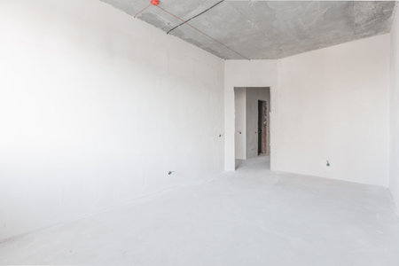 interior of the apartment without decoration in gray colorsの写真素材