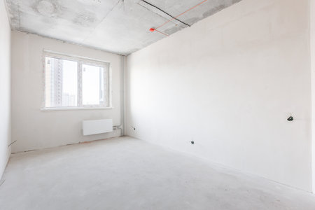 interior of the apartment without decoration in gray colorsの写真素材