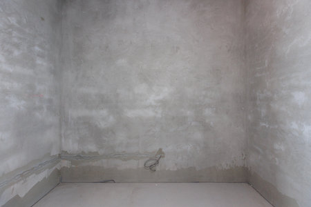 interior of the apartment without decoration in gray colorsの写真素材