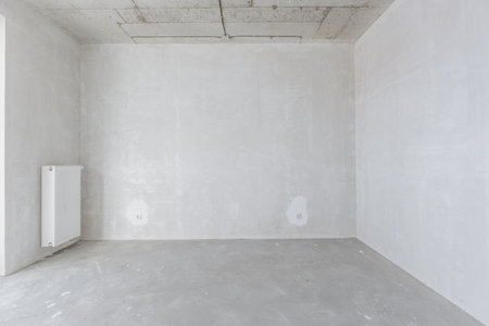 interior of the apartment without decoration in gray colorsの写真素材