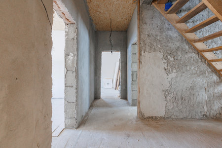 interior of the apartment without decoration in gray colorsの写真素材