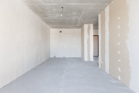 interior of the apartment without decoration in gray colorsの写真素材