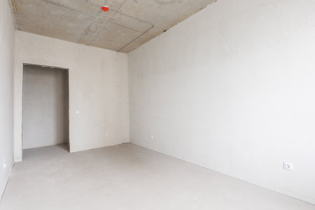 interior of the apartment without decoration in gray colorsの写真素材