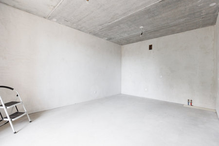 interior of the apartment without decoration in gray colorsの写真素材