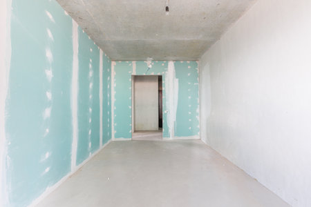 interior of the apartment without decoration in gray colorsの写真素材