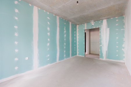 interior of the apartment without decoration in gray colorsの写真素材