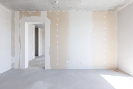 interior of the apartment without decoration in gray colorsの写真素材