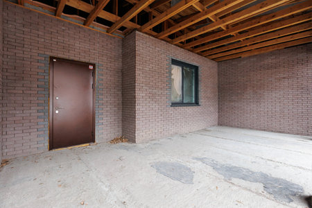 interior of the apartment without decoration in gray colorsの写真素材