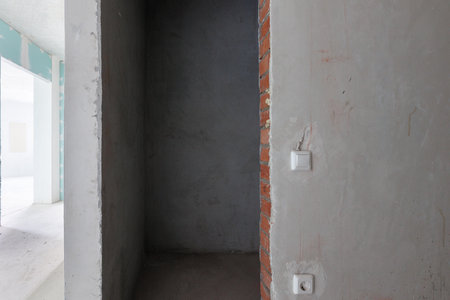 interior of the apartment without decoration in gray colorsの写真素材