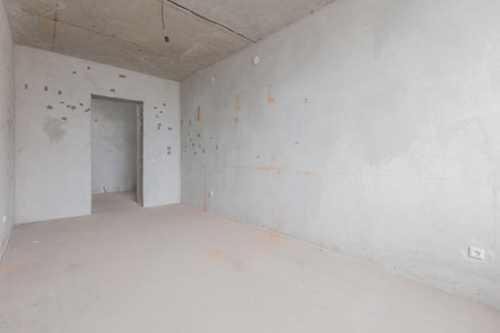 interior of the apartment without decoration in gray colorsの写真素材