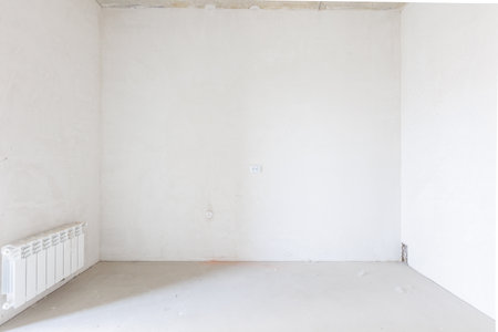 interior of the apartment without decoration in gray colorsの写真素材