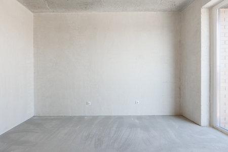 interior of the apartment without decoration in gray colors