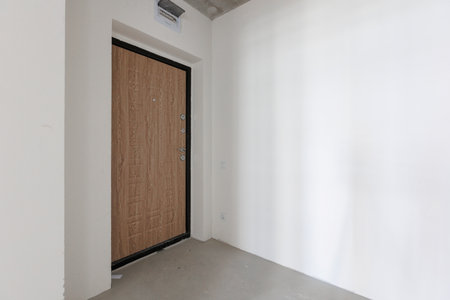 interior of the apartment without decoration in gray colorsの写真素材
