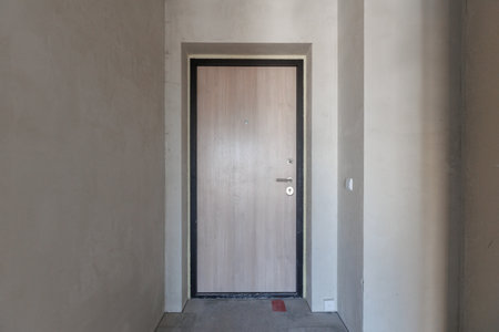 interior of the apartment without decoration in gray colorsの写真素材
