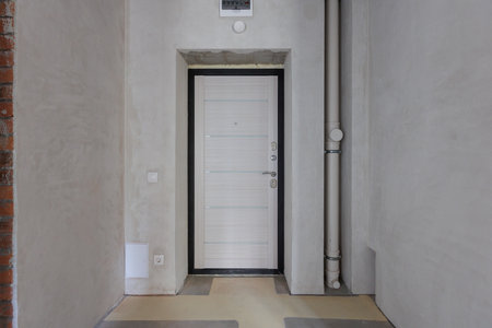interior of the apartment without decoration in gray colorsの写真素材
