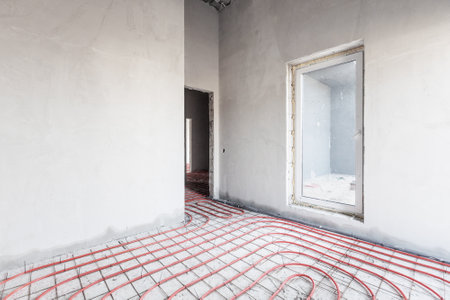 interior of the apartment without decoration in gray colors. rough finishの写真素材