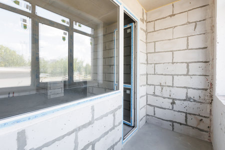 interior of the apartment without decoration in gray colors. rough finish