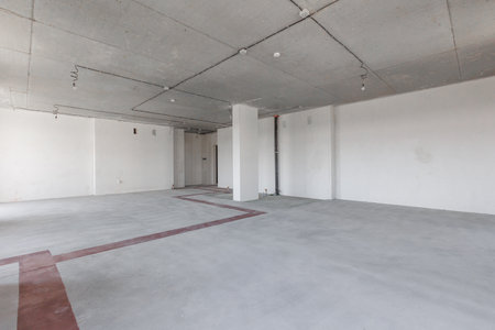 interior of the apartment without decoration in gray colors. rough finish