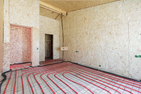 interior of the apartment without decoration in gray colors. rough finishの写真素材