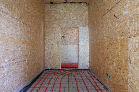 interior of the apartment without decoration in gray colors. rough finishの写真素材