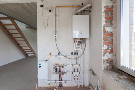 interior of the apartment without decoration in gray colors. rough finishの写真素材