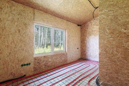 interior of the apartment without decoration in gray colors. rough finishの写真素材