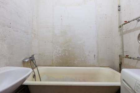 modern bathroom room with toilet and washing machineの写真素材