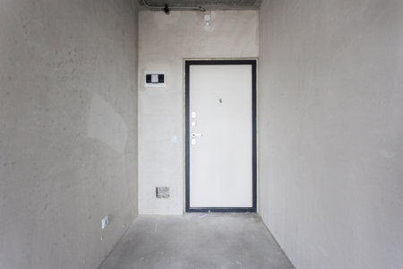 interior of the apartment without decoration in gray colors. rough finish
