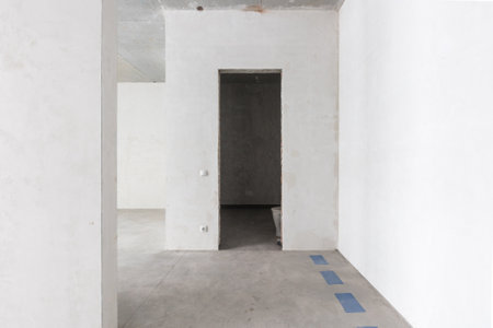 interior of the apartment without decoration in gray colors. rough finish