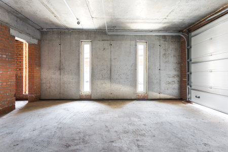 interior of the apartment without decoration in gray colors. rough finishの写真素材