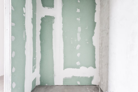 interior of the apartment without decoration in gray colors. rough finishの写真素材