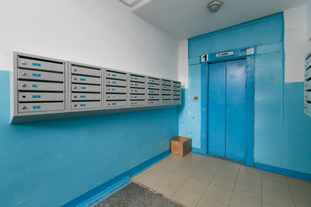 mailboxes in the lobby of an apartment building
