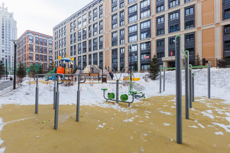 children's playground on the territory of an apartment buildingの写真素材